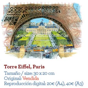 Paris Eiffel aquarelle acuarela watercolo