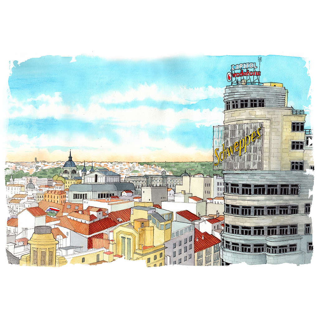 Dibujos de Madrid ilustraciones en acuarela