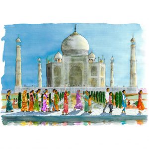 Taj Mahal acuarela