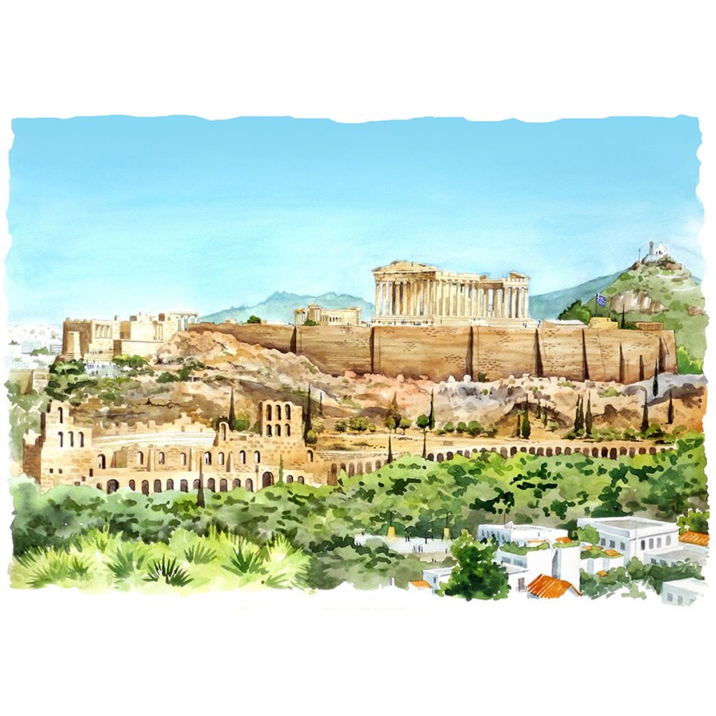 acuarelas Atenas Acropolis