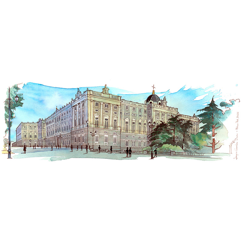 palacio real madrid acuarela
