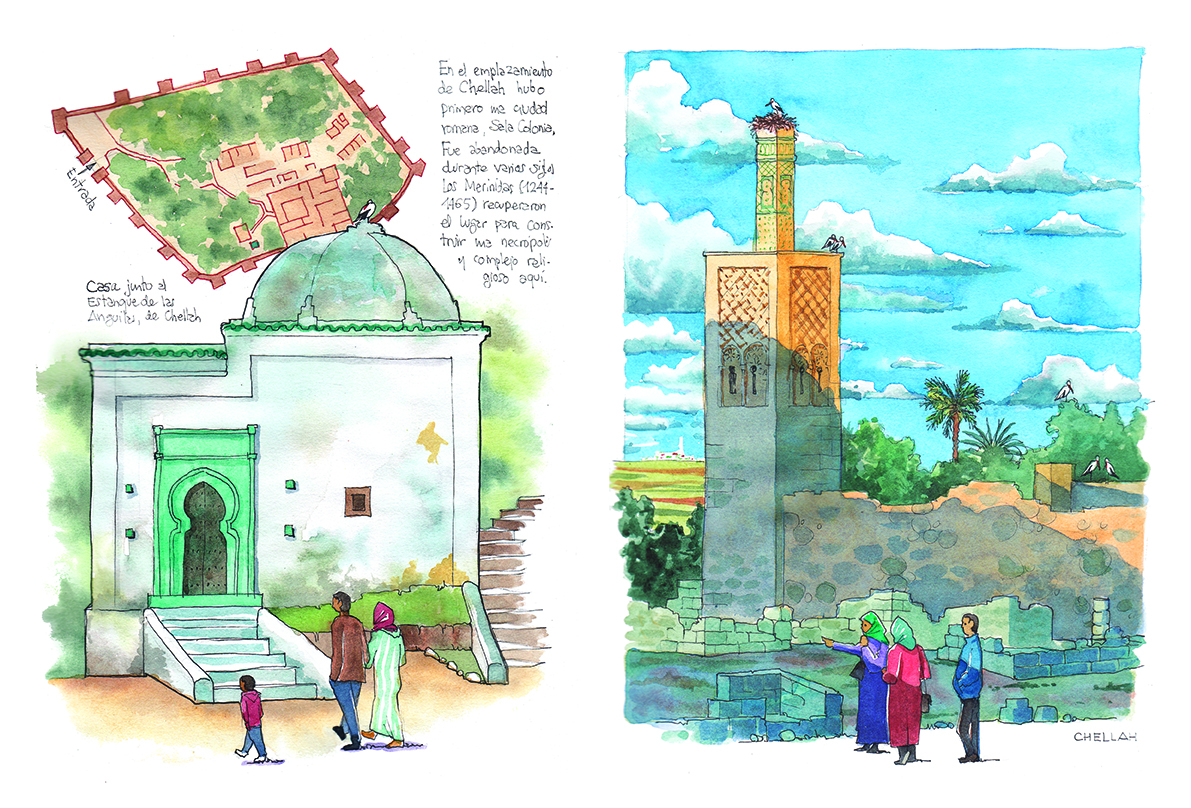 Dibujo en acuarela Marruecos