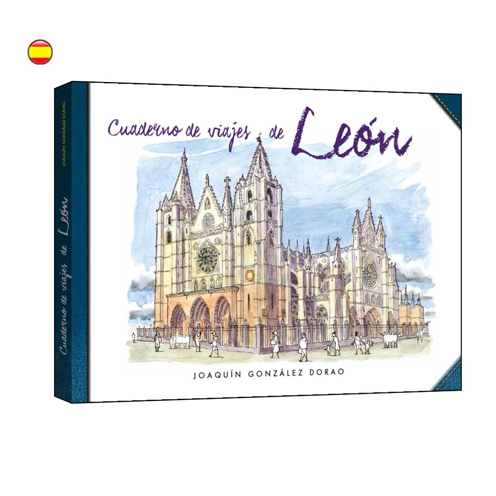 Leon cuaderno de viajes dibujado en acuarela