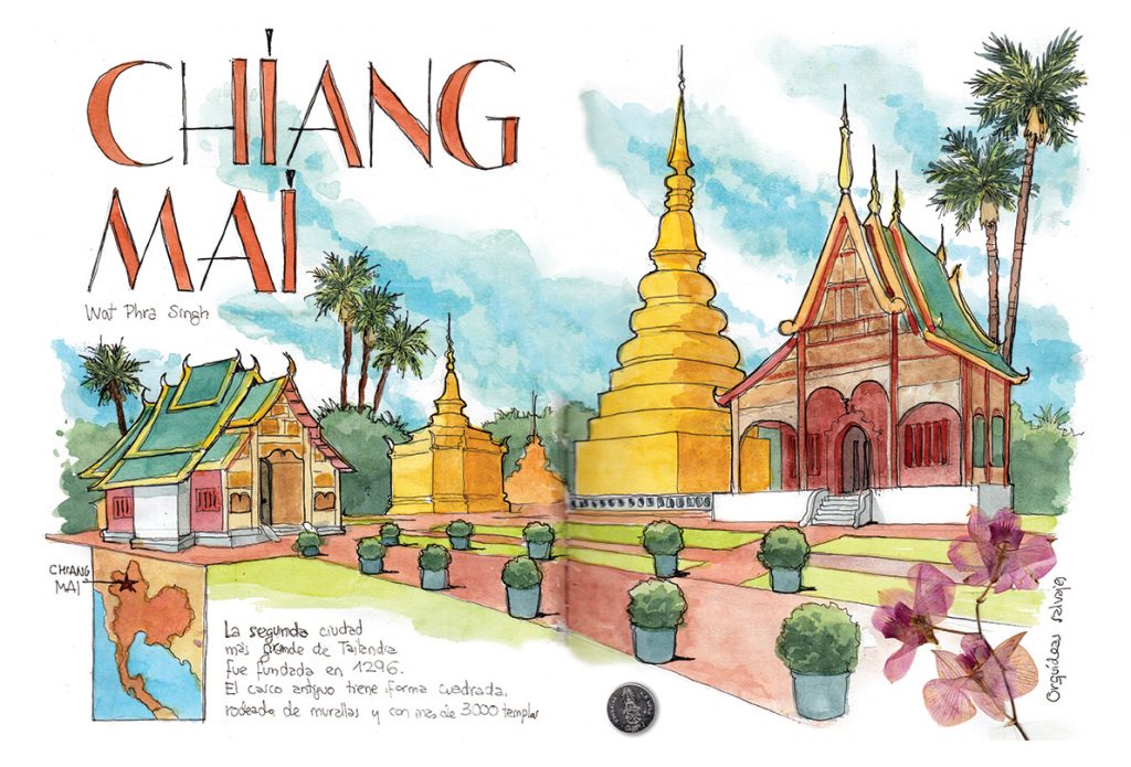 Tailandia cuaderno de viajes con acuarelas Chiang Mai