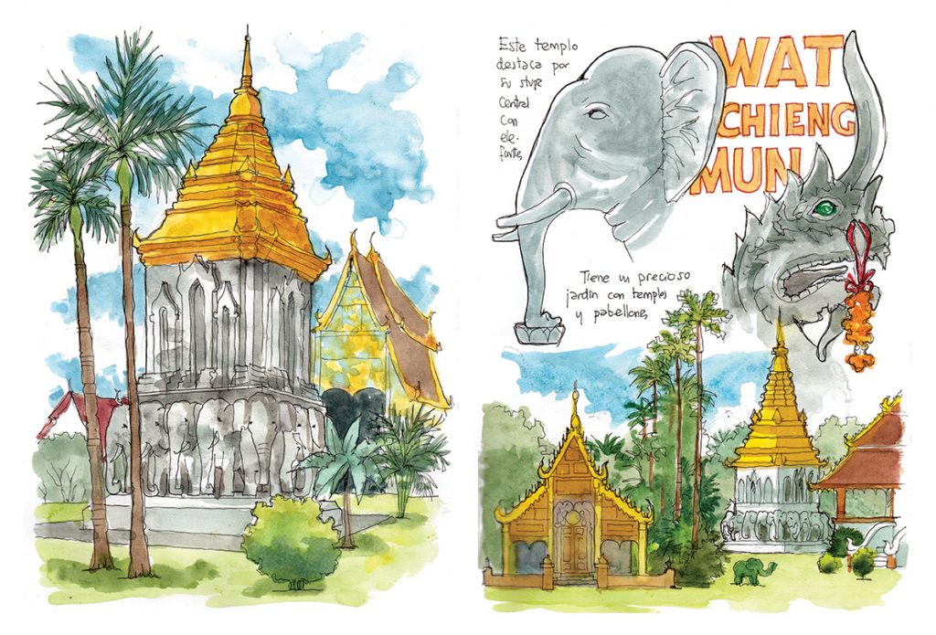 Tailandia cuaderno de viajes con acuarelas Chiang Mai