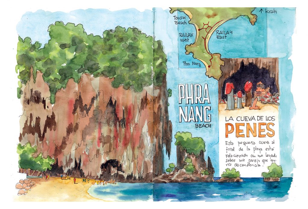 Tailandia cuaderno de viajes con acuarelas Krabi AoNang