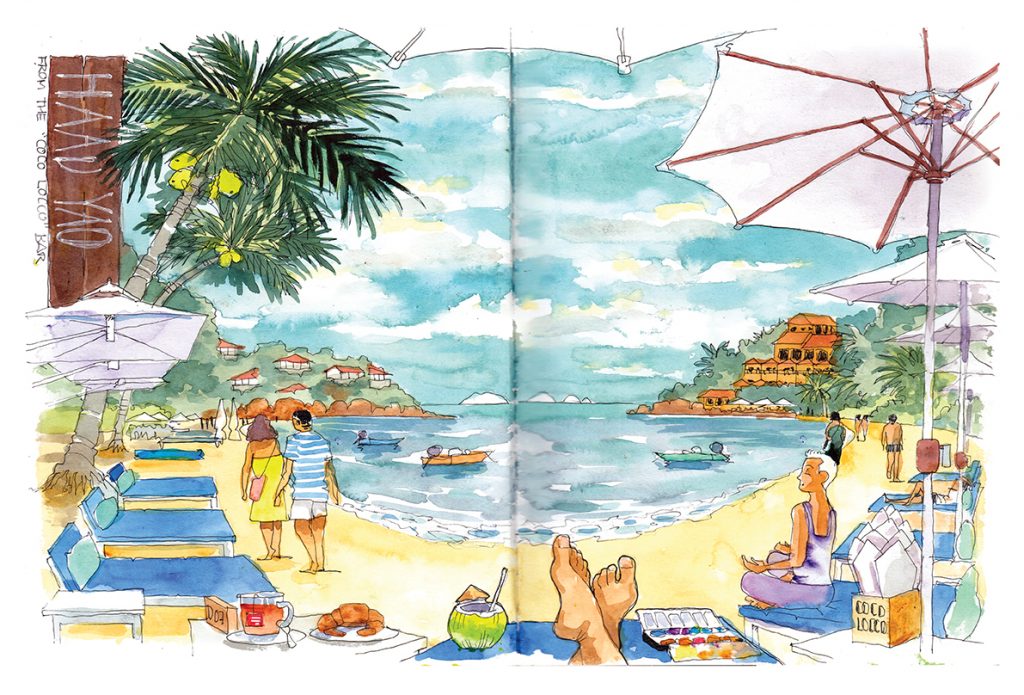 Tailandia cuaderno de viajes con acuarelas Koh Phangan