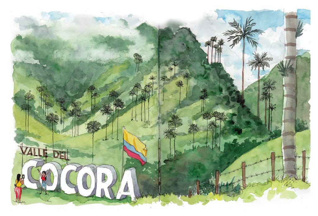 Colombia acuarelas de viaje Valle Cocora